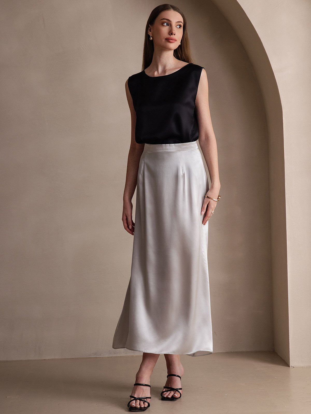 [Light Gray] SilkSilky-AU 19Momme Silk Skirt 007