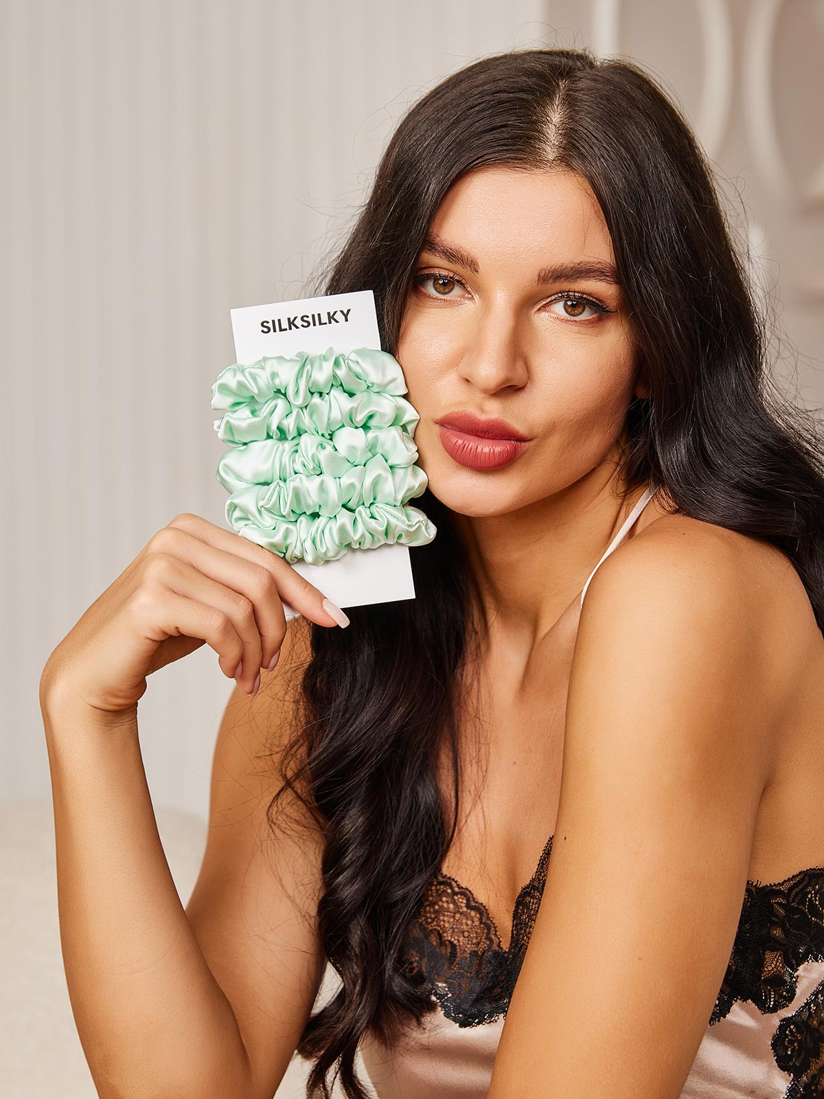 [Light Green] SilkSilky-AU 19Momme Pure Silk Scrunchie 002