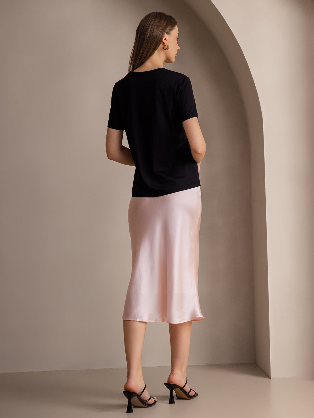 [Light Pink] SilkSilky-AU 19Momme Pure Silk Skirt 004