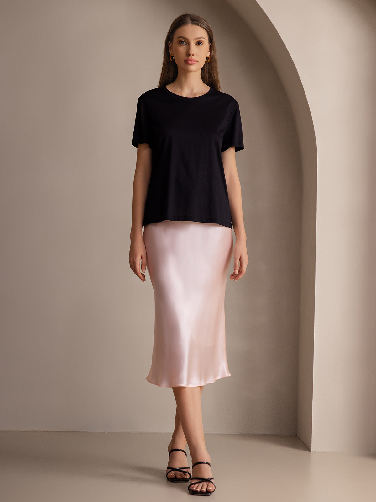 [Light Pink] SilkSilky-AU 19Momme Pure Silk Skirt 005
