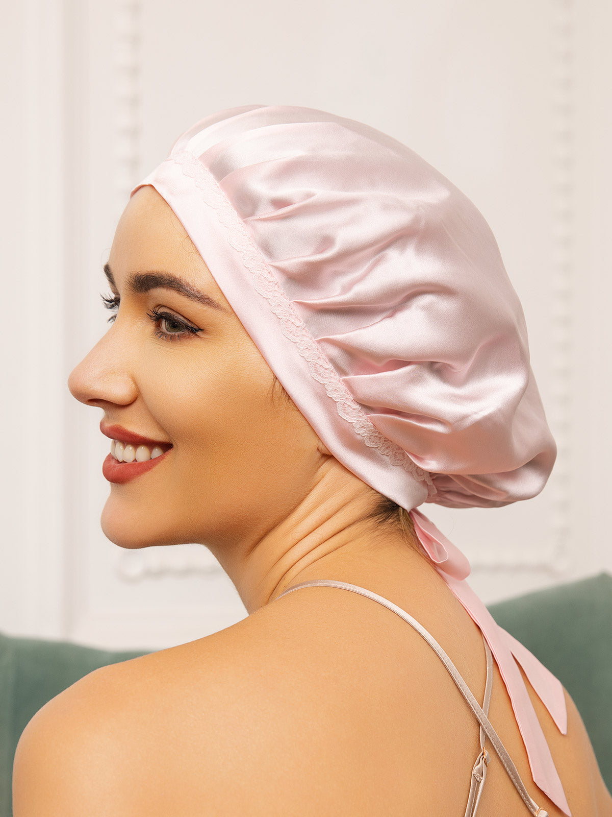 [Light Pink] SilkSilky-AU Pure Silk Sleep Cap 001