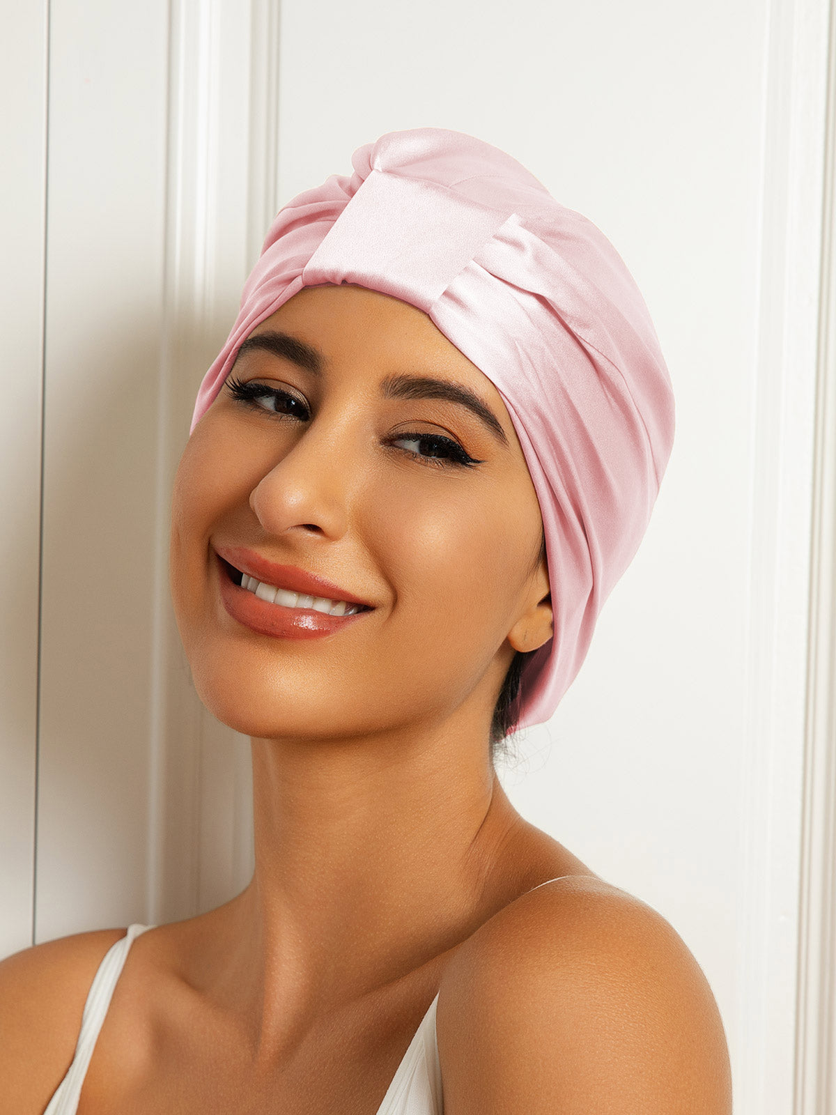 [Light Pink] SilkSilky-AU Pure Silk Sleep Cap 001