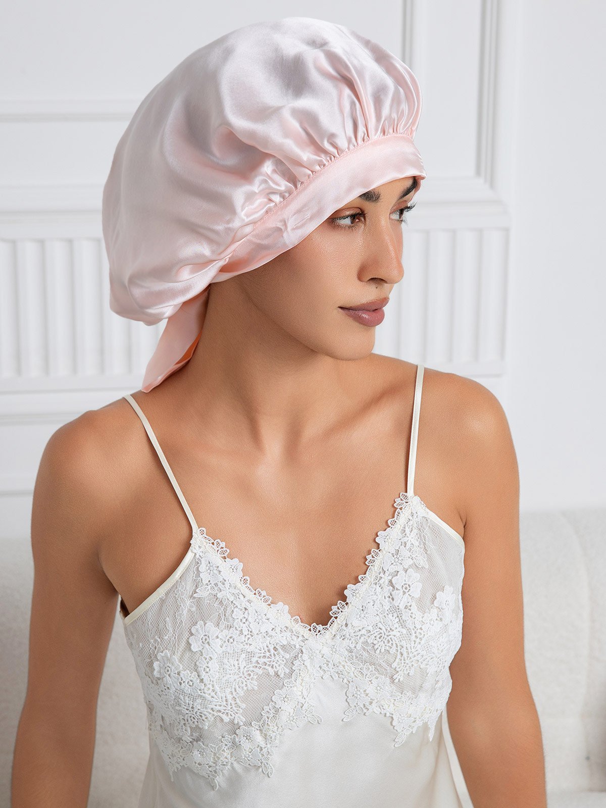 [Light Pink] SilkSilky-AU Pure Silk Sleep Cap 001