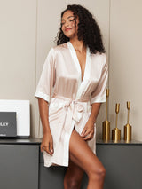 [Light Pink] SilkSilky-AU Half Sleeve Women's Dressing Gown 001