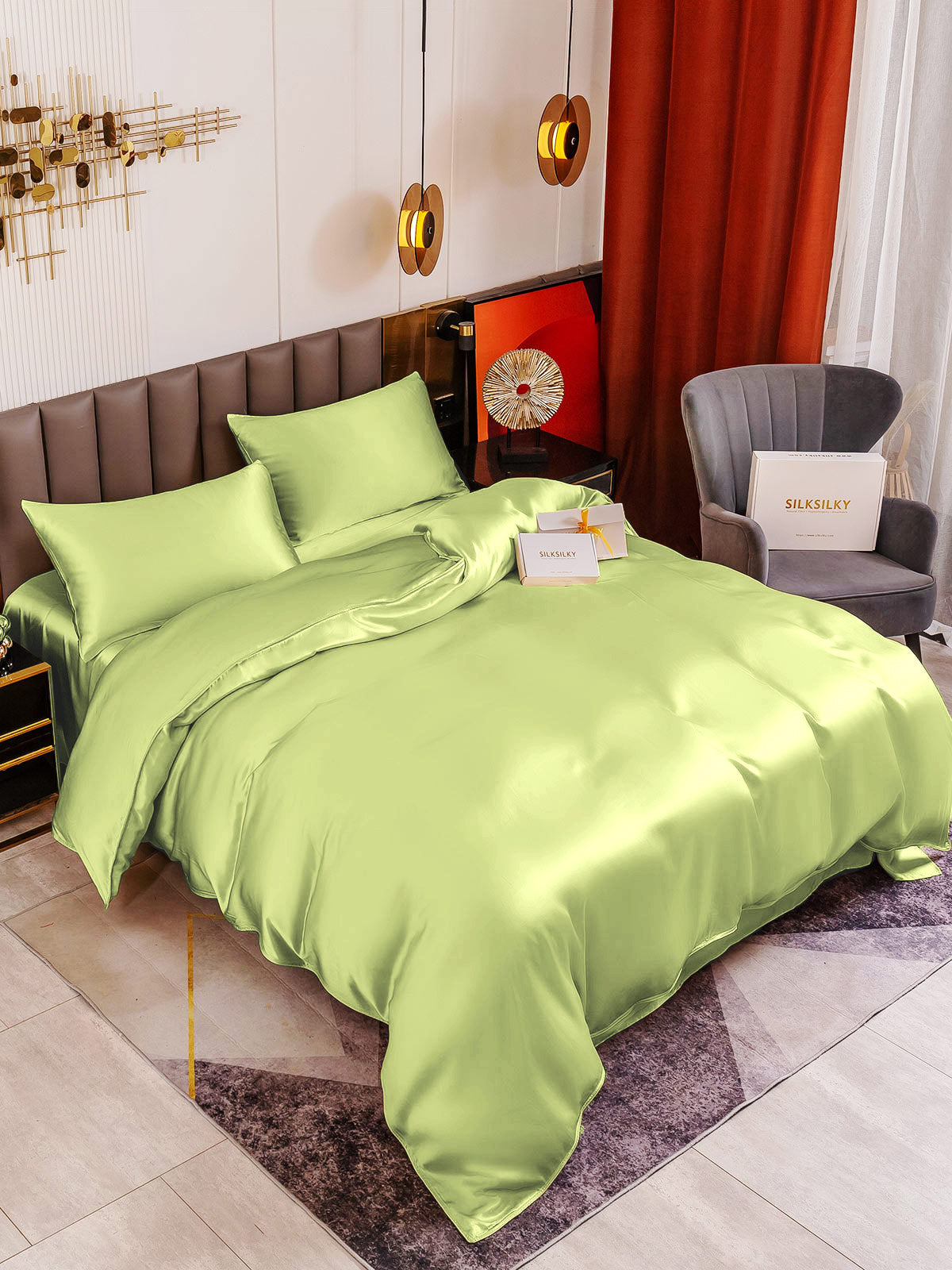 [Mint Green] SilkSilky-AU 19Momme Pure Silk Bedding Set 001