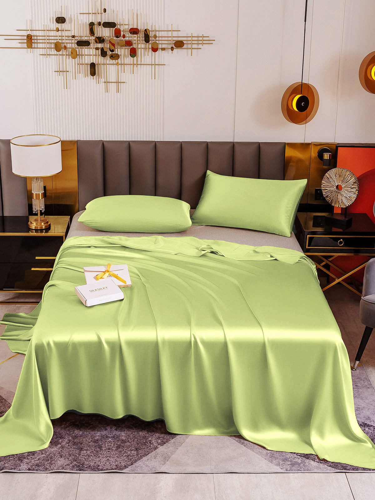[Mint Green] SilkSilky-AU 19Momme Pure Silk Bedding Set 002
