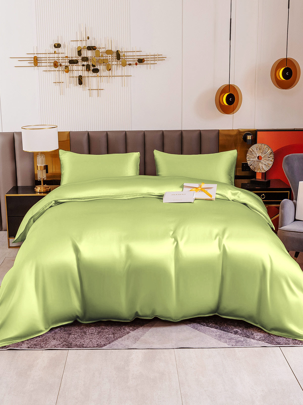 [Mint Green] SilkSilky-AU 19Momme Pure Silk Bedding Set 002