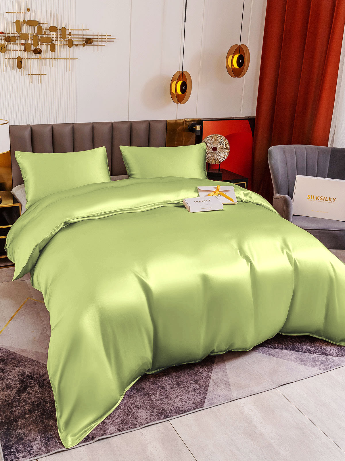 [Mint Green] SilkSilky-AU 19Momme Pure Silk Bedding Set 003