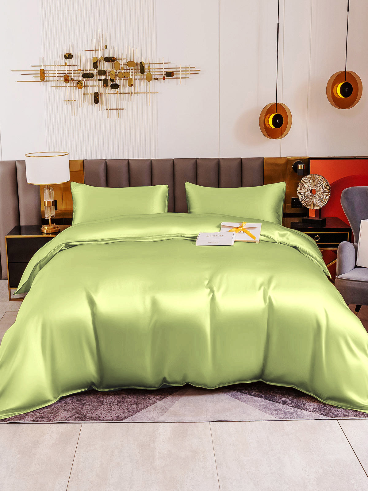 [Mint Green] SilkSilky-AU 19Momme Pure Silk Bedding Set 005