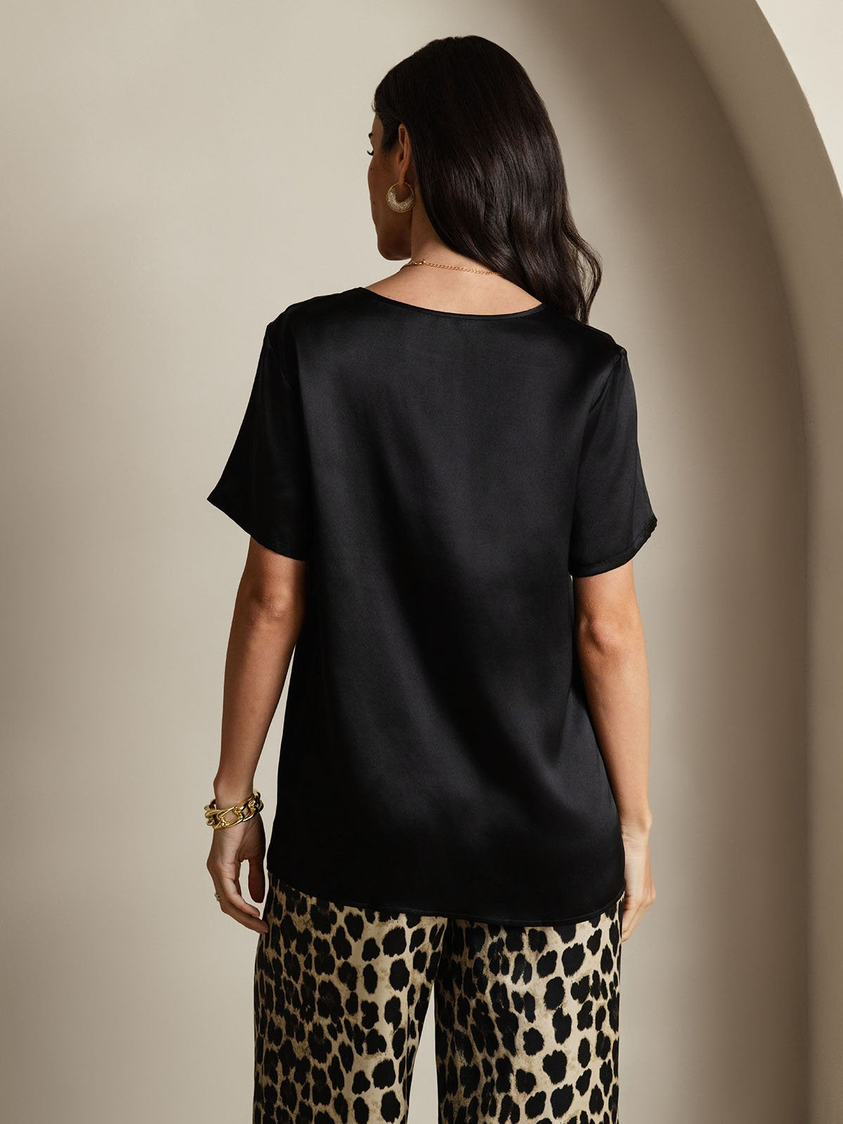 [Multi] SilkSilky-AU Pure Silk Short Sleeve Round Neck Women's Pyjamas 002