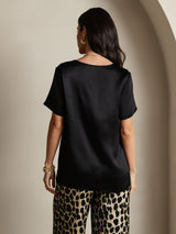 [Multi] SilkSilky-AU Pure Silk Short Sleeve Round Neck Women's Pyjamas 002