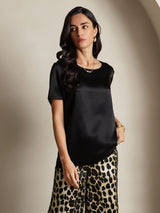 [Multi] SilkSilky-AU Pure Silk Short Sleeve Round Neck Women's Pyjamas 003