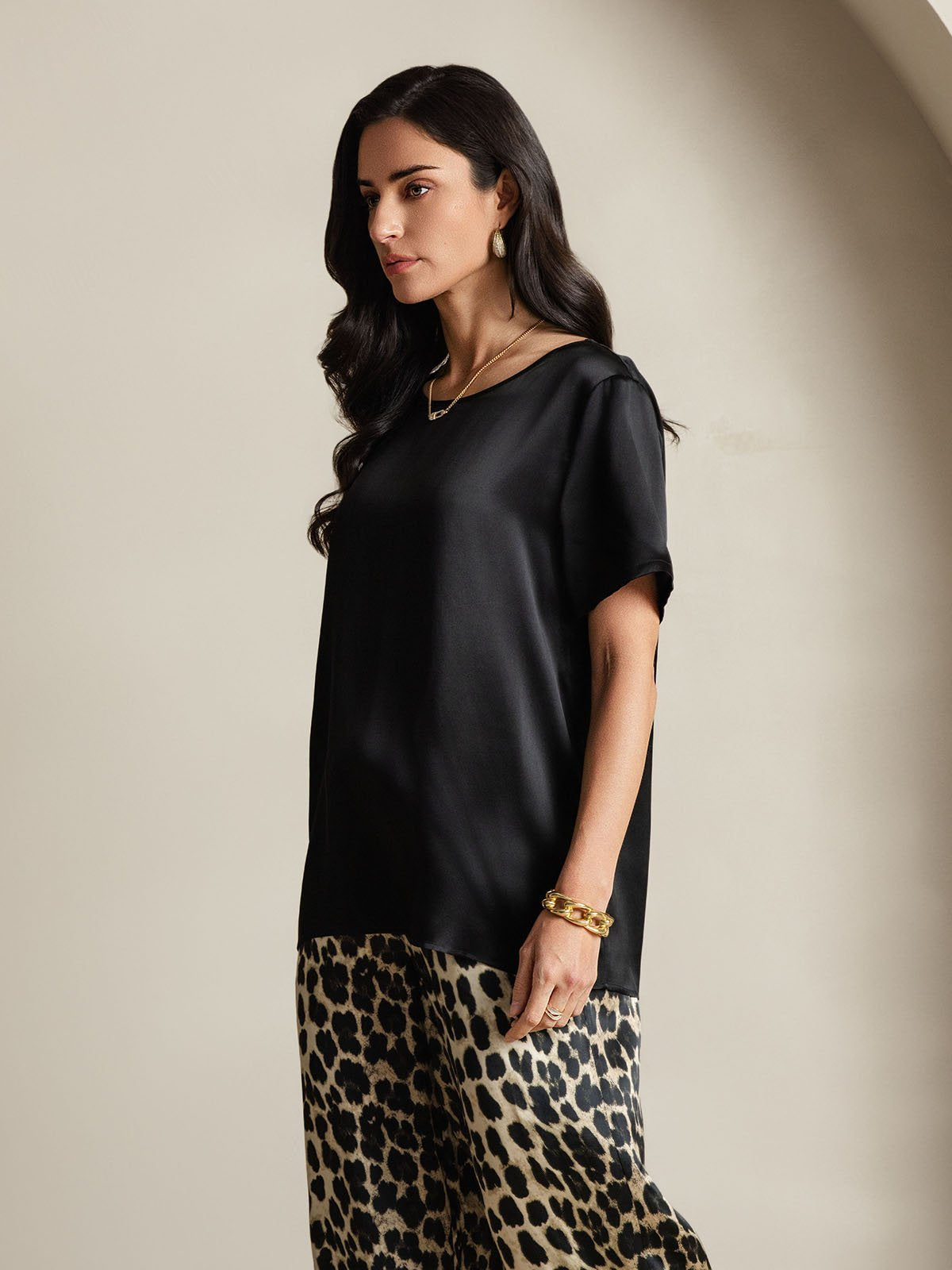 [Multi] SilkSilky-AU Pure Silk Short Sleeve Round Neck Women's Pyjamas 004