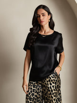 [Multi] SilkSilky-AU Pure Silk Short Sleeve Round Neck Women's Pyjamas 005