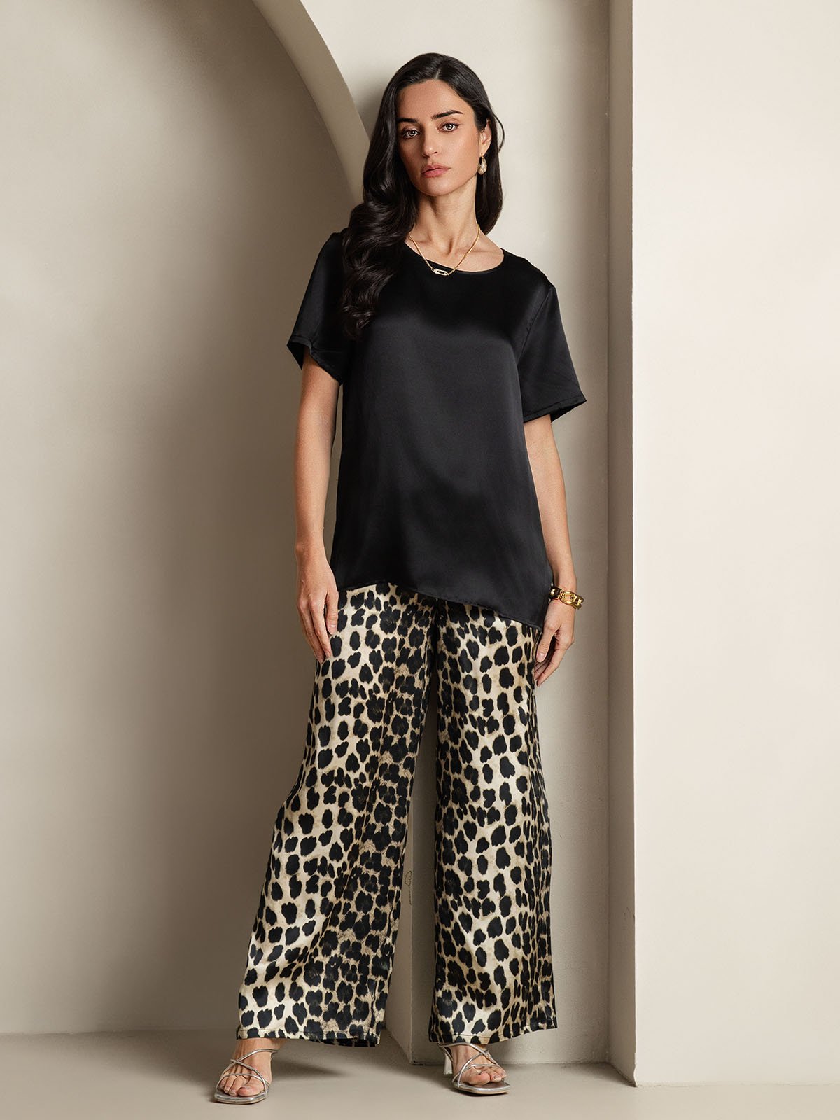 [Multi] SilkSilky-AU Pure Silk Short Sleeve Round Neck Women's Pyjamas 007
