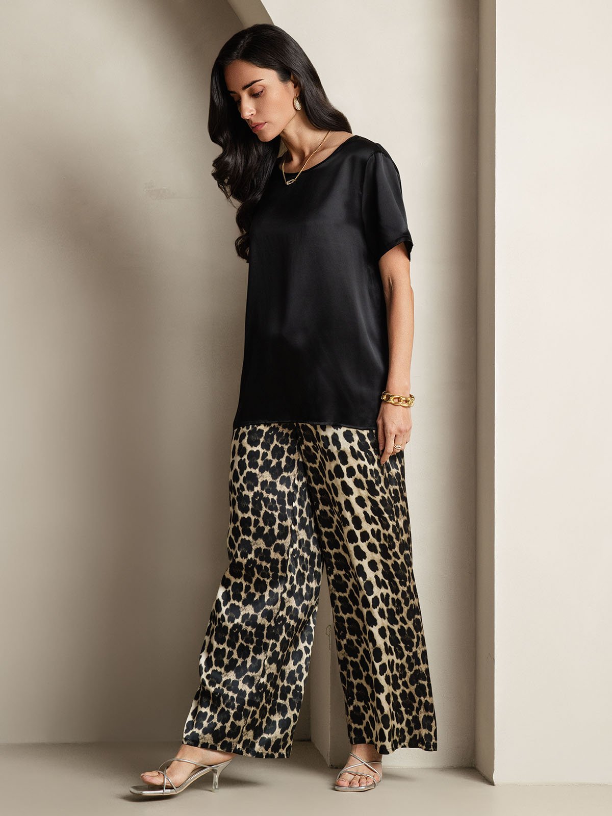 [Multi] SilkSilky-AU Pure Silk Short Sleeve Round Neck Women's Pyjamas 008