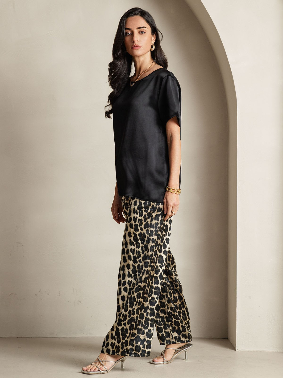 [Multi] SilkSilky-AU Pure Silk Short Sleeve Round Neck Women's Pyjamas 009