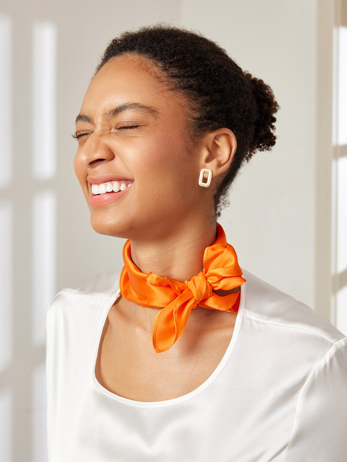 [Orange] SilkSilky-AU Pure Silk Scarf 001
