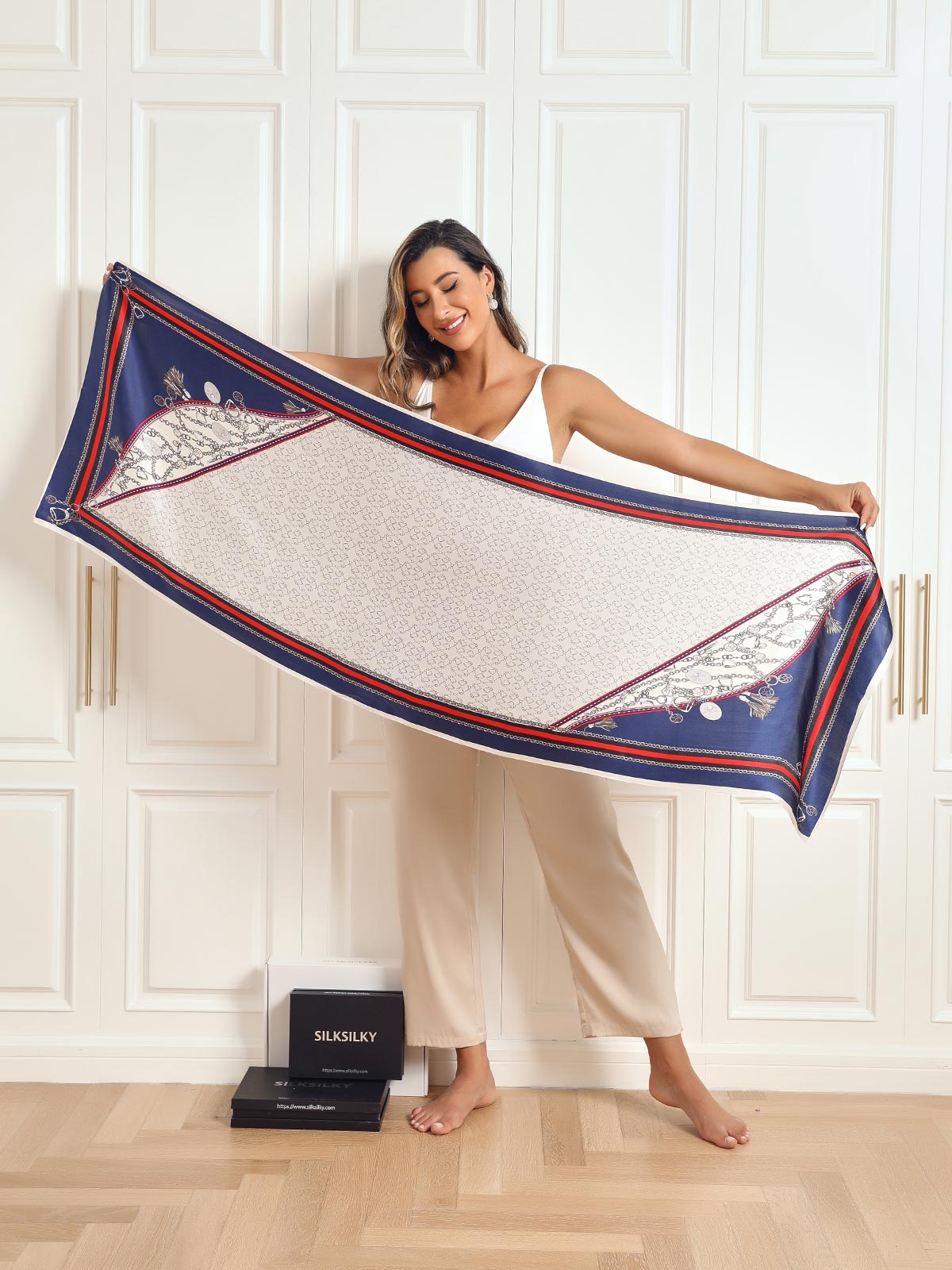 [P024] SilkSilky-AU Pure Silk Scarf 005