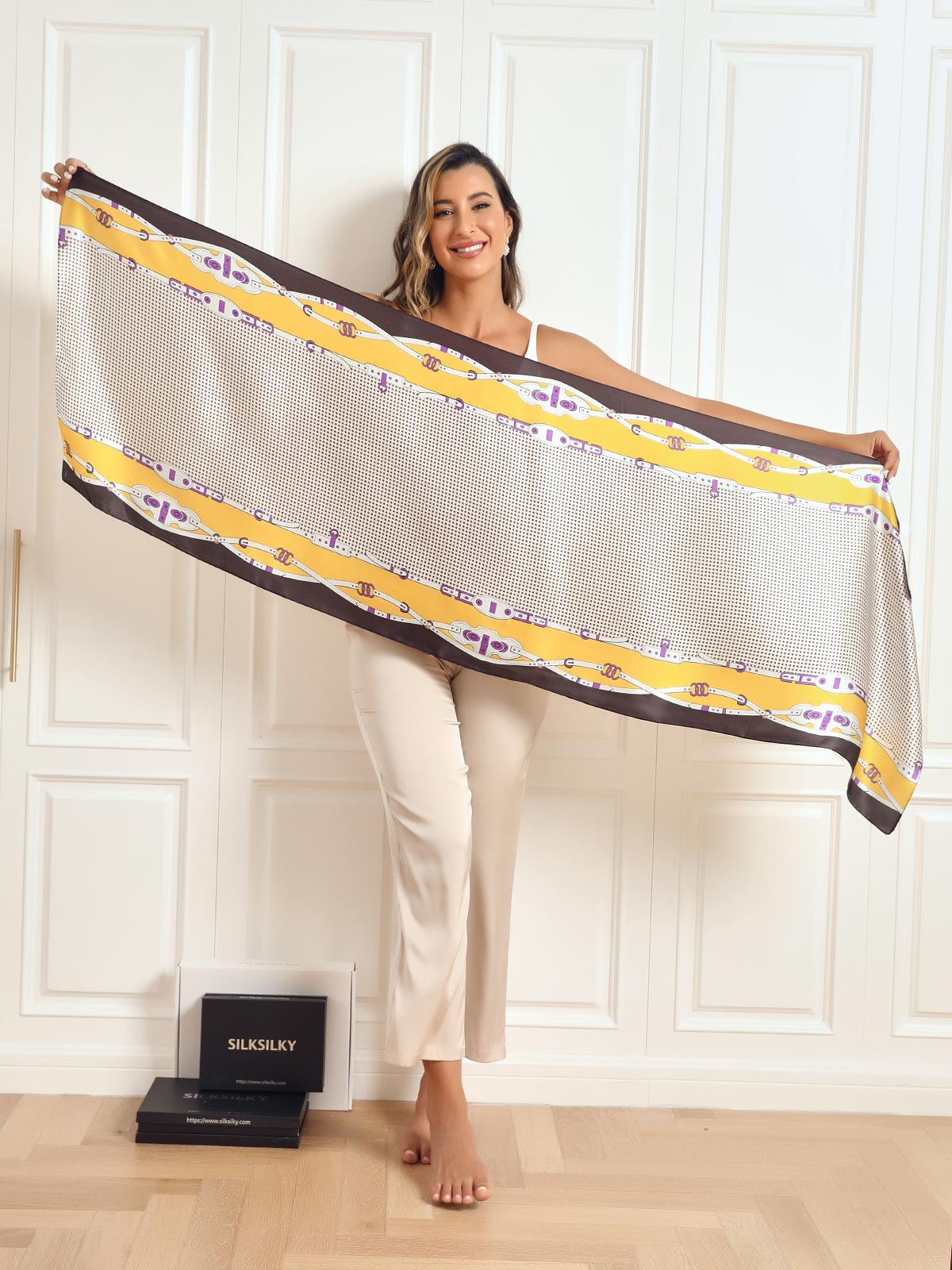 [P025] SilkSilky-AU Pure Silk Scarf 005