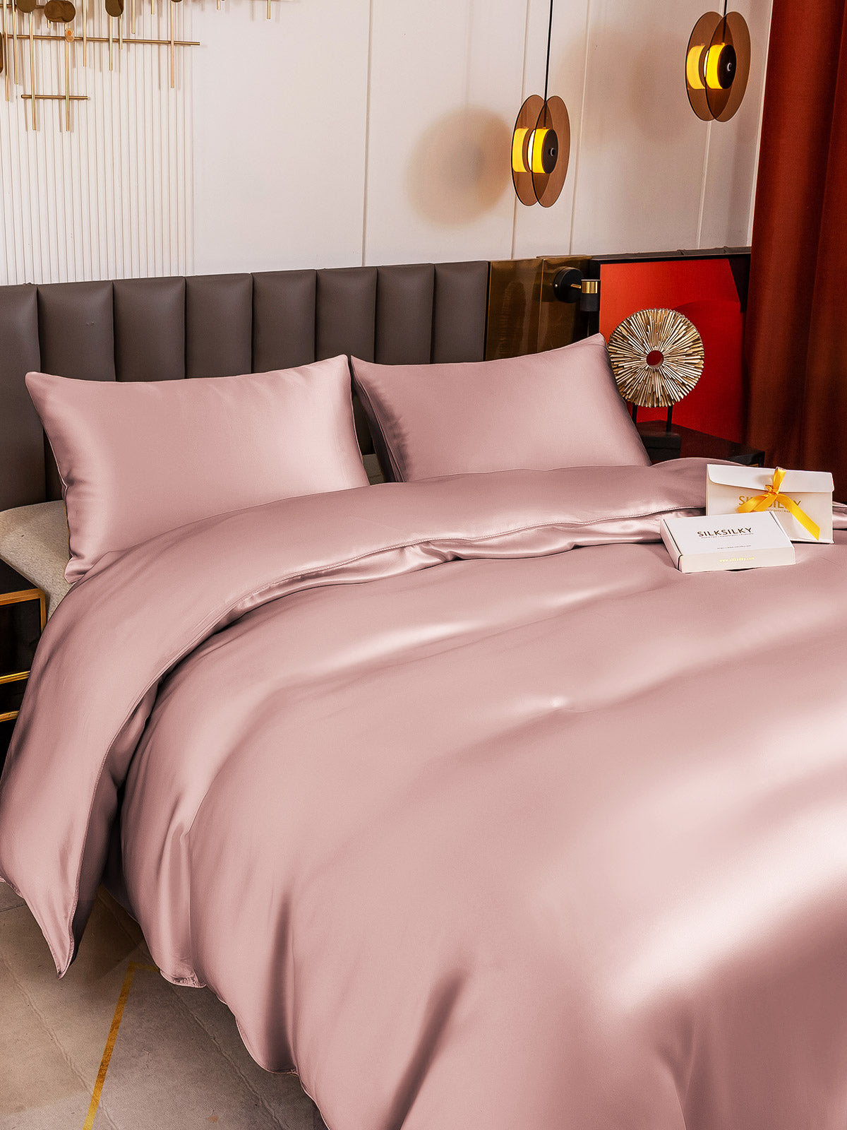 [Pale Mauve] SilkSilky-AU 19Momme Pure Silk Bedding Set 003