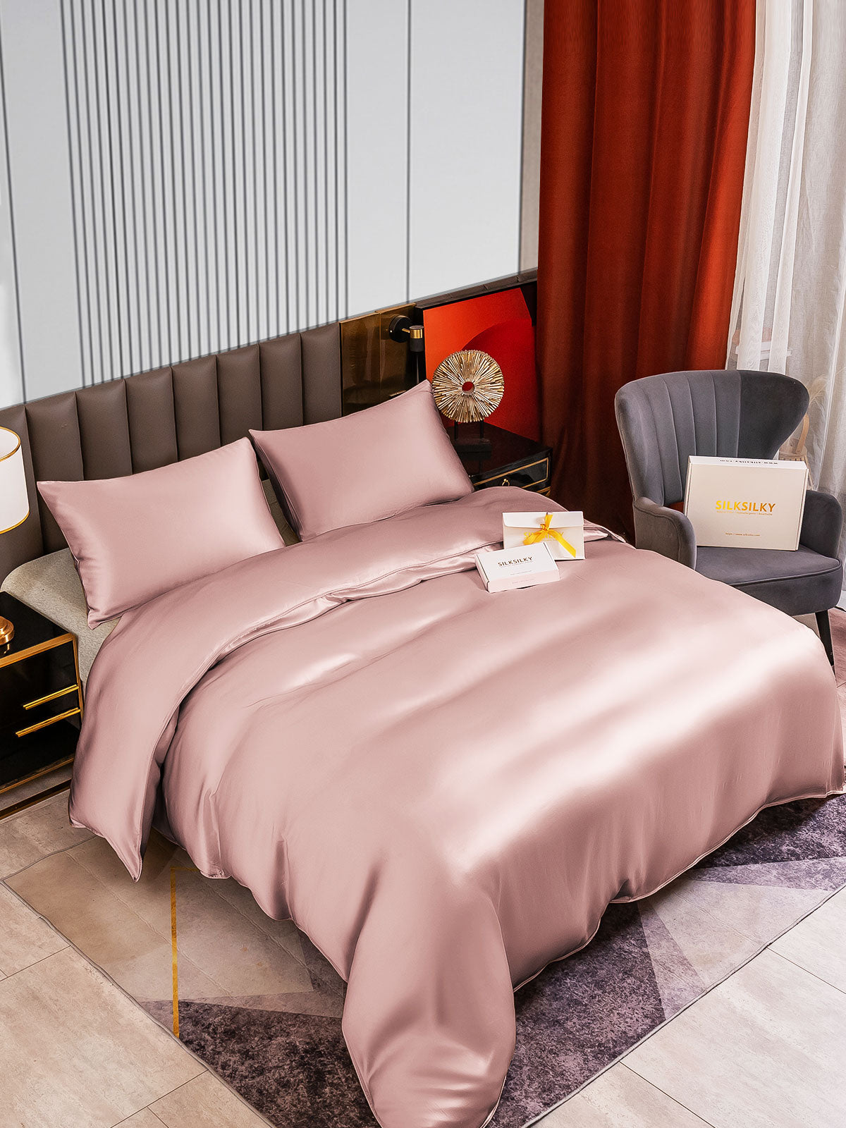 [Pale Mauve] SilkSilky-AU 22Momme Pure Silk Bedding Set 002