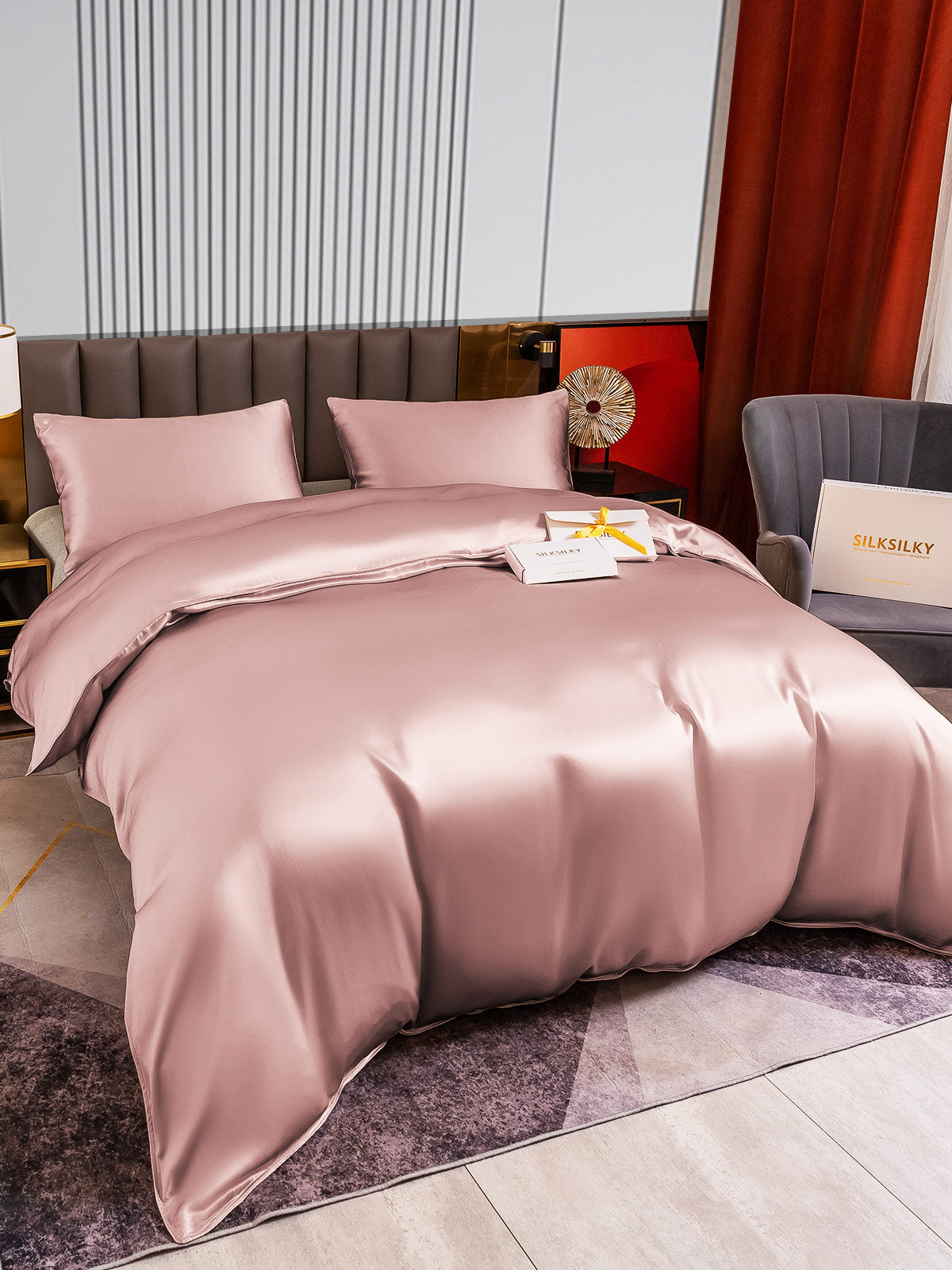 [Pale Mauve] SilkSilky-AU 22Momme Pure Silk Bedding Set 003