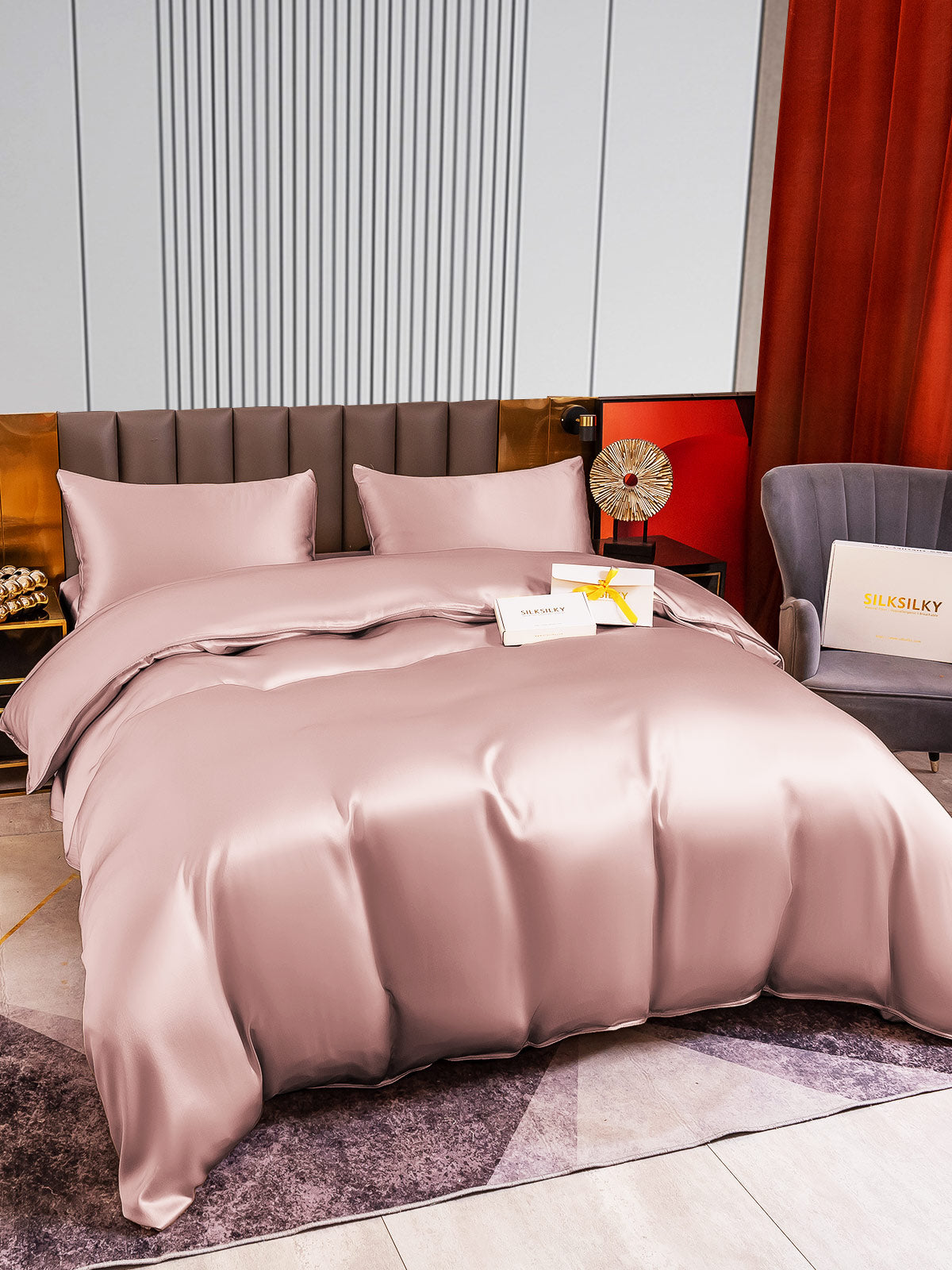 [Pale Mauve] SilkSilky-AU 22Momme Pure Silk Bedding Set 005