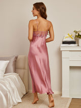 [Pale Mauve] SilkSilky-AU Pure Silk Deep V Neck Nightgown 002