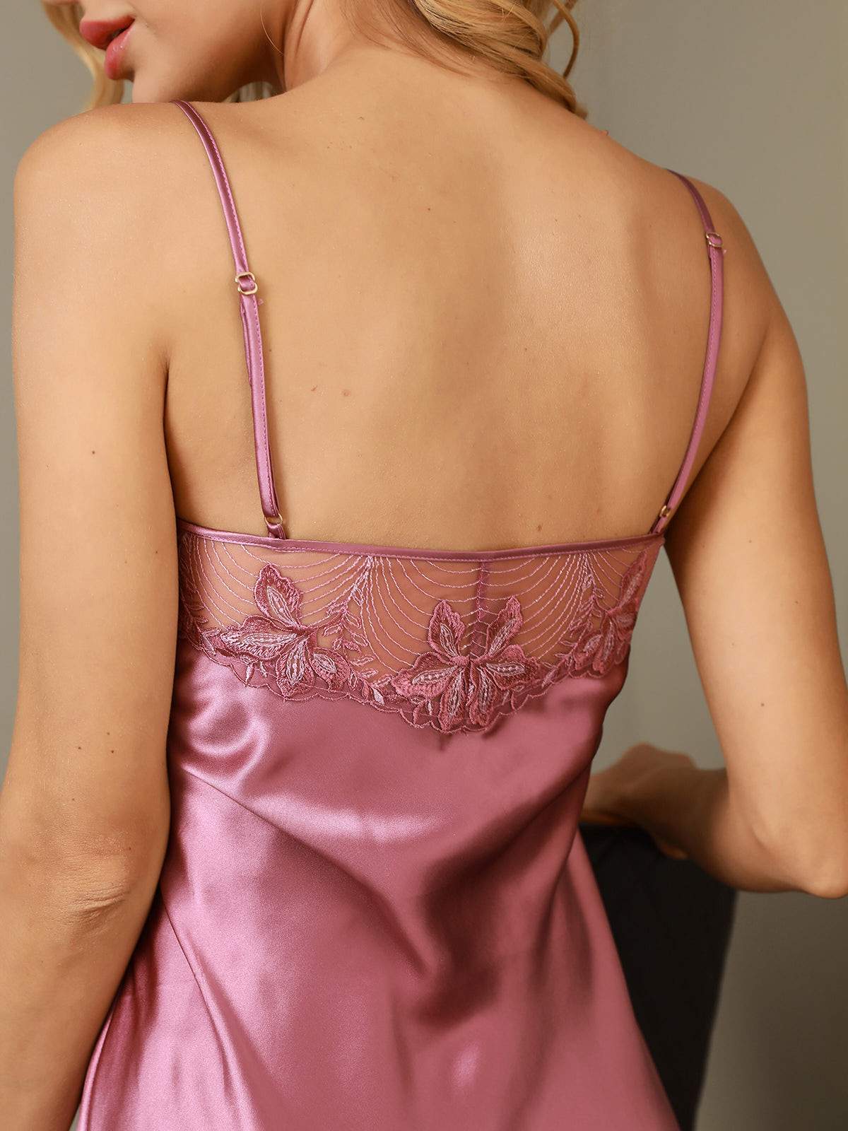 [Pale Mauve] SilkSilky-AU Pure Silk Sleeveless Sweetheart Neck Nightgown 003