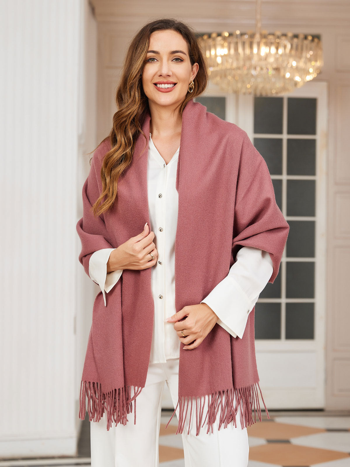 [Pale Mauve] SilkSilky-AU Wool Scarf 002