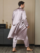 [Pale Mauve] SilkSilky-AU 19Momme Pure Silk Long Sleeve Mens Robe 002