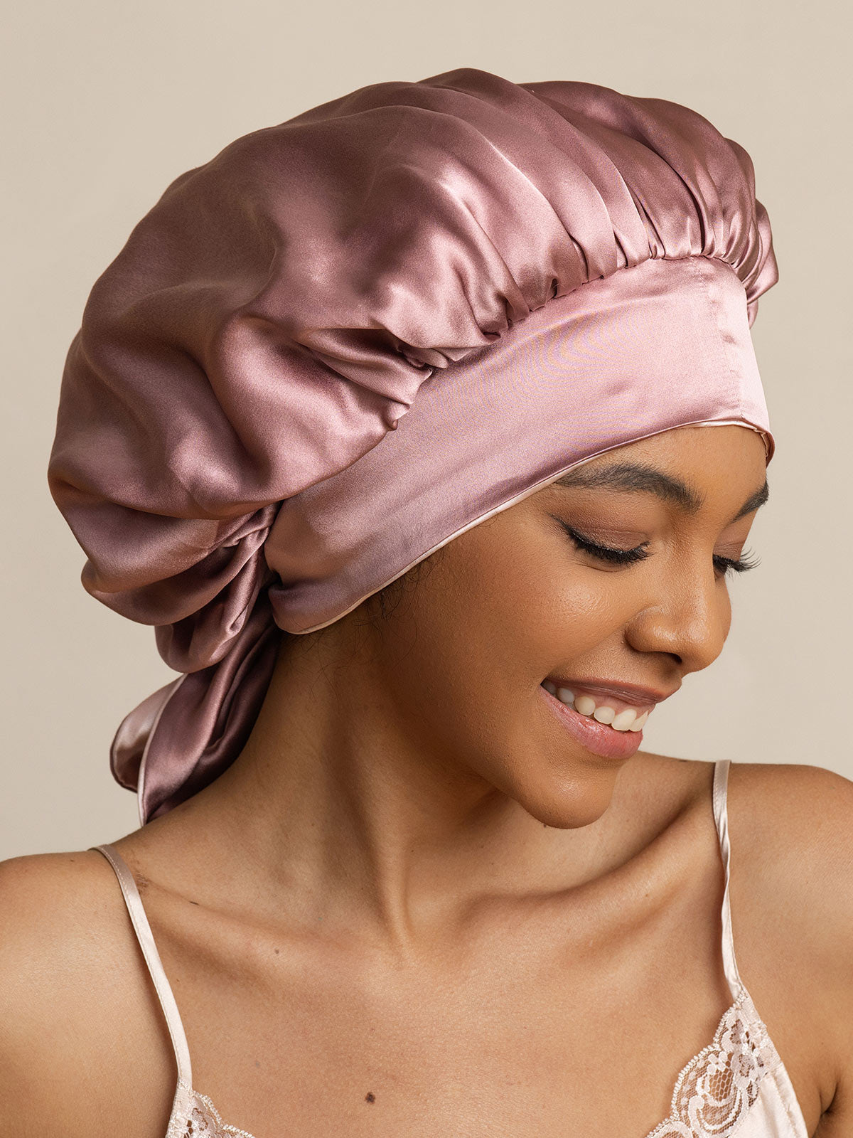 [Pale Mauve] SilkSilky-AU Pure Silk Sleep Cap 003