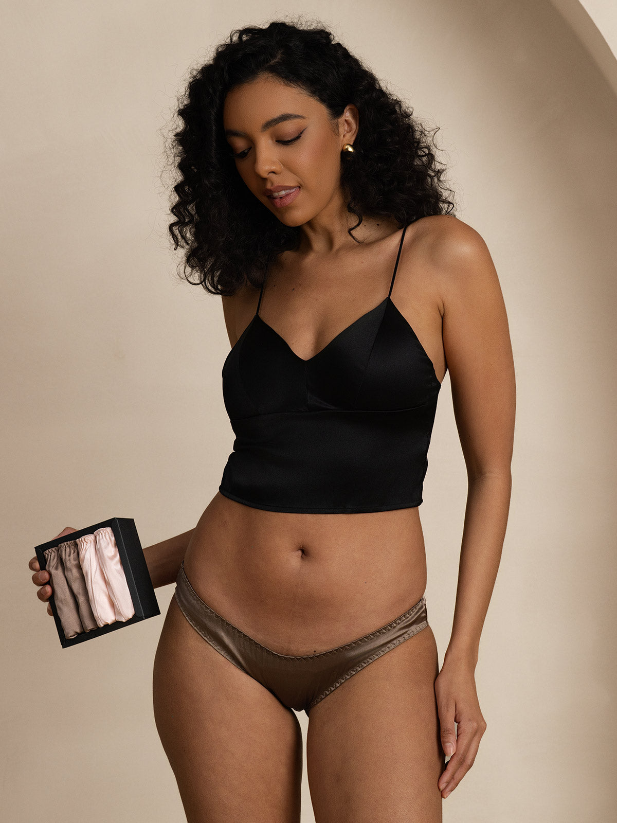 [Pink+Khaki] SilkSilky-AU Silk Knitted Panty 006
