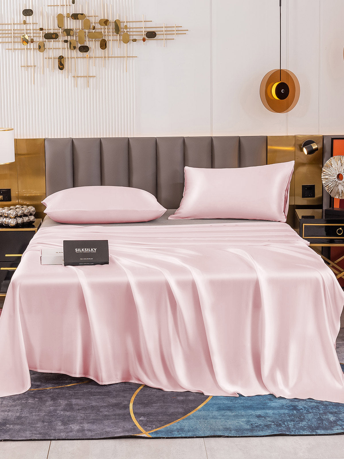 [Pink] SilkSilky-AU 19Momme Pure Silk Bedding Set 002