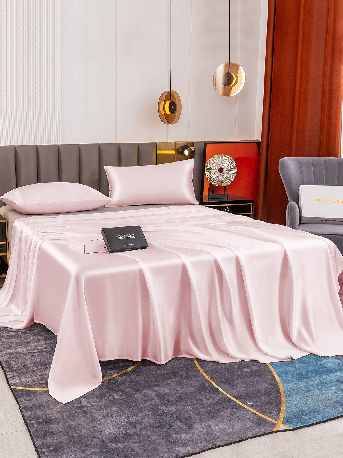 [Pink] SilkSilky-AU 19Momme Pure Silk Bedding Set 003