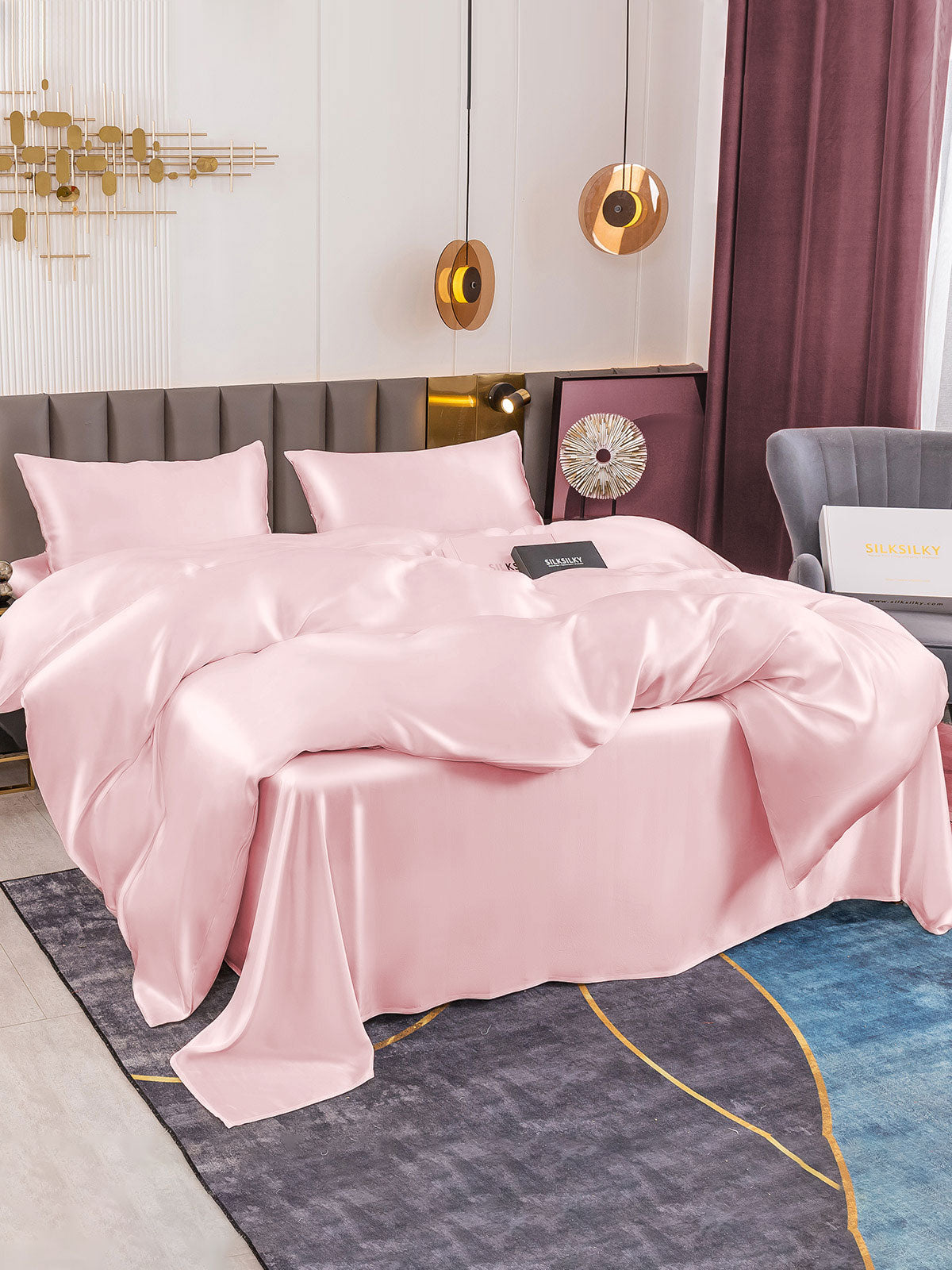 [Pink] SilkSilky-AU 19Momme Pure Silk Bedding Set 003