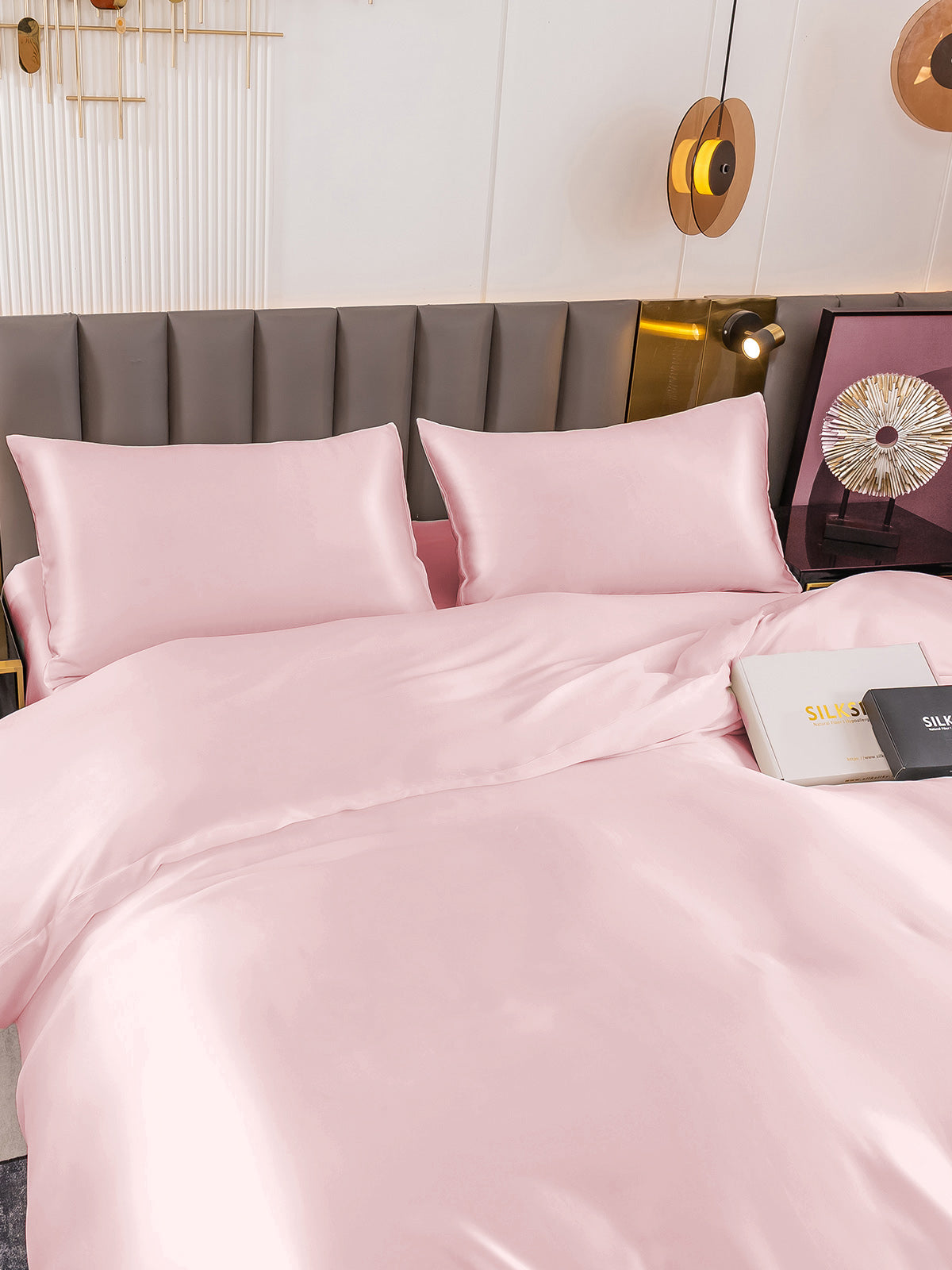 [Pink] SilkSilky-AU 19Momme Pure Silk Bedding Set 003