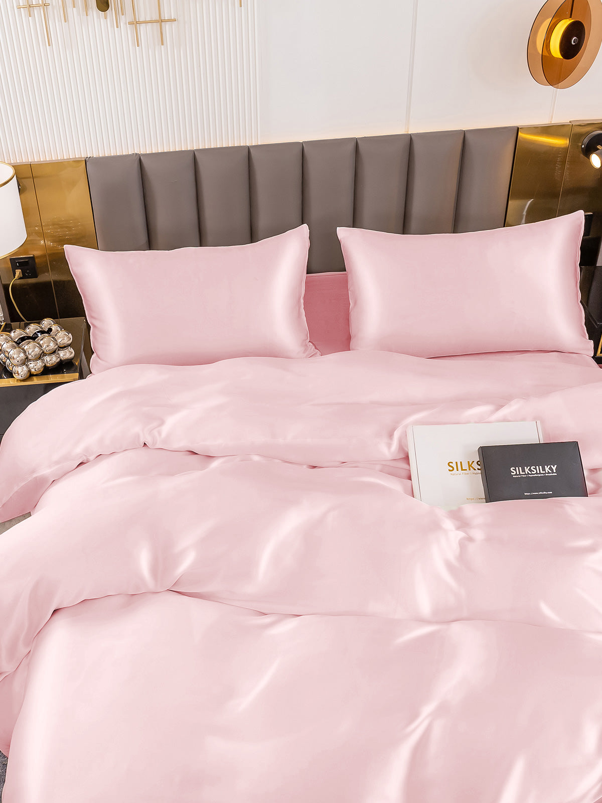 [Pink] SilkSilky-AU 19Momme Pure Silk Bedding Set 004