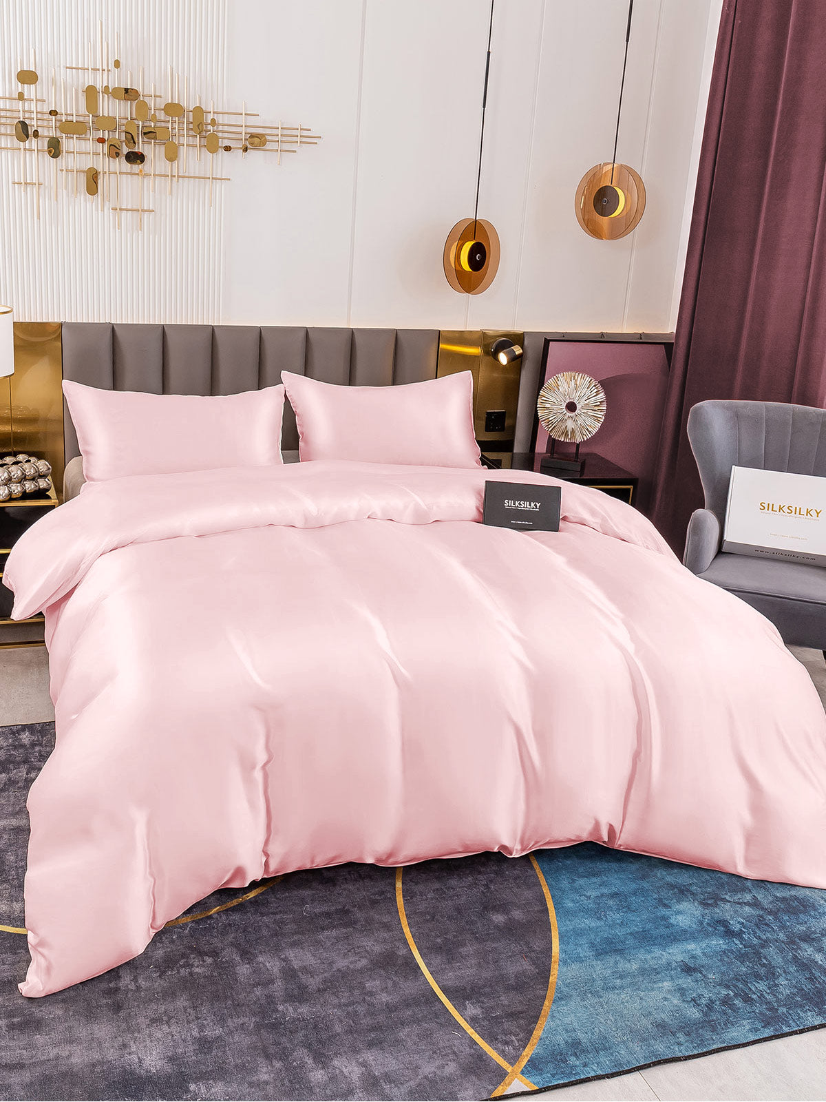 [Pink] SilkSilky-AU 19Momme Pure Silk Bedding Set 004