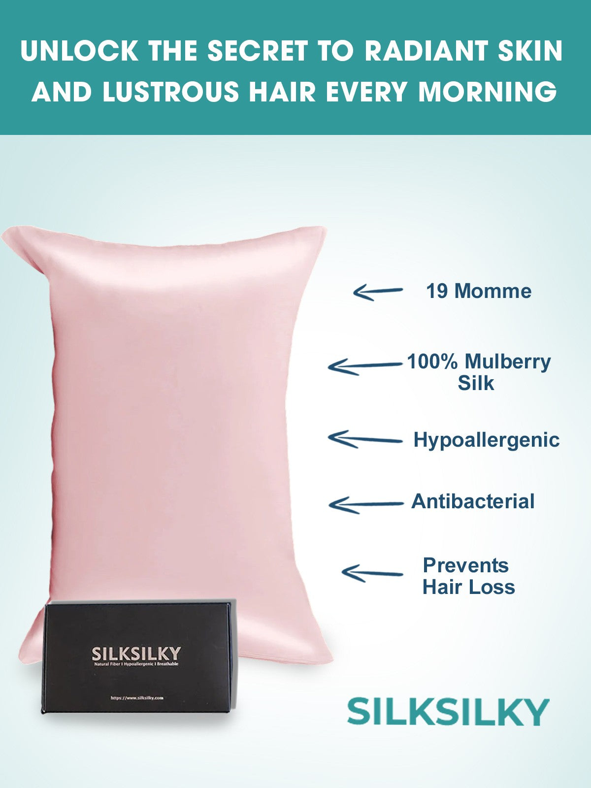 [Pink] SilkSilky-AU 19Momme Pure Silk Pillowcase 003