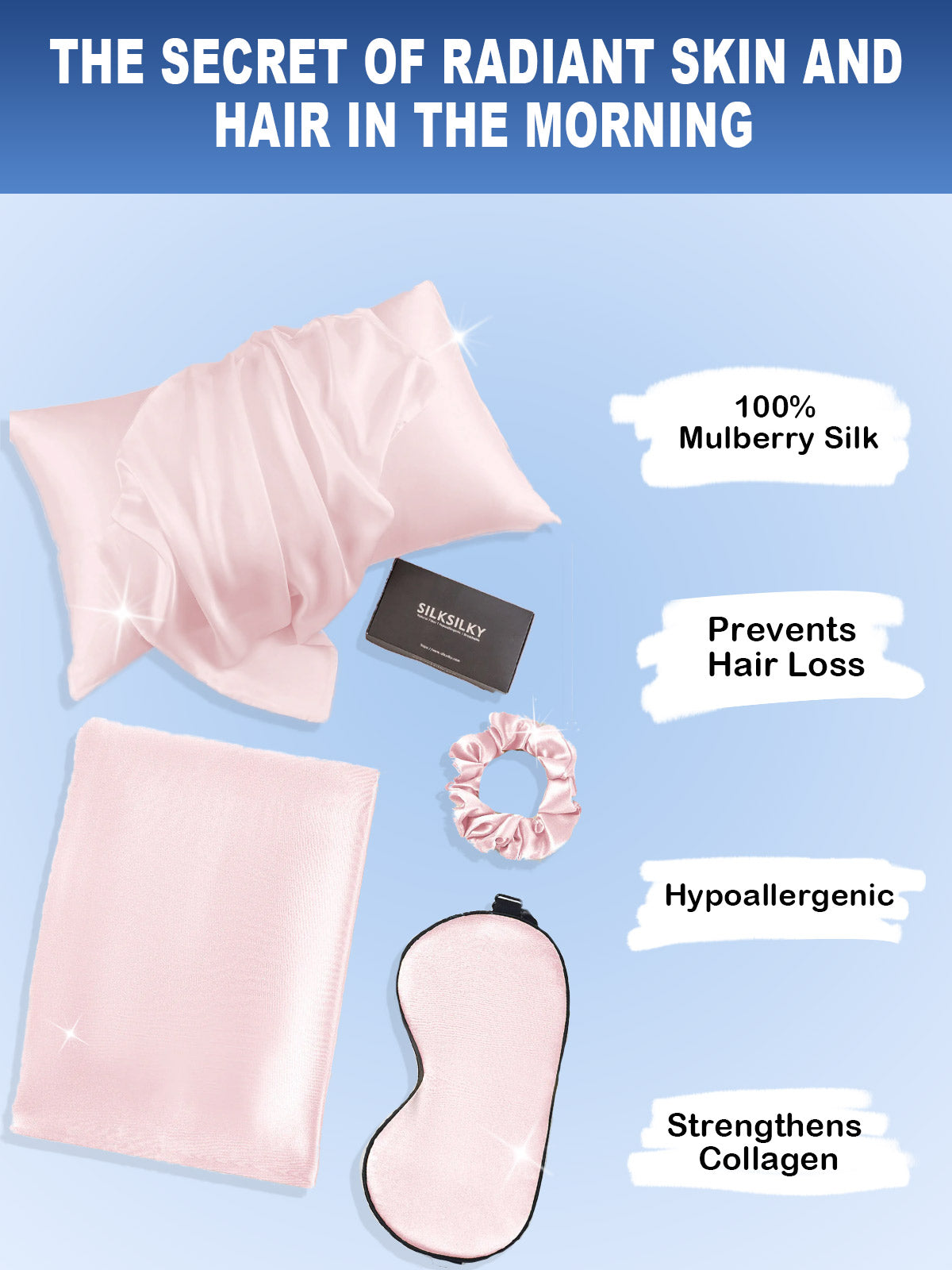 [Pink] SilkSilky-AU 19Momme Pure Silk Pillowcase Set 002