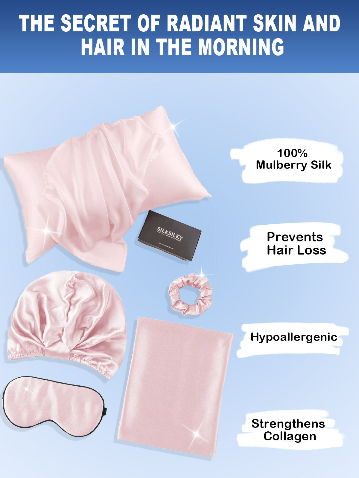 [Pink] SilkSilky-AU 19Momme Pure Silk Pillowcase Set 002