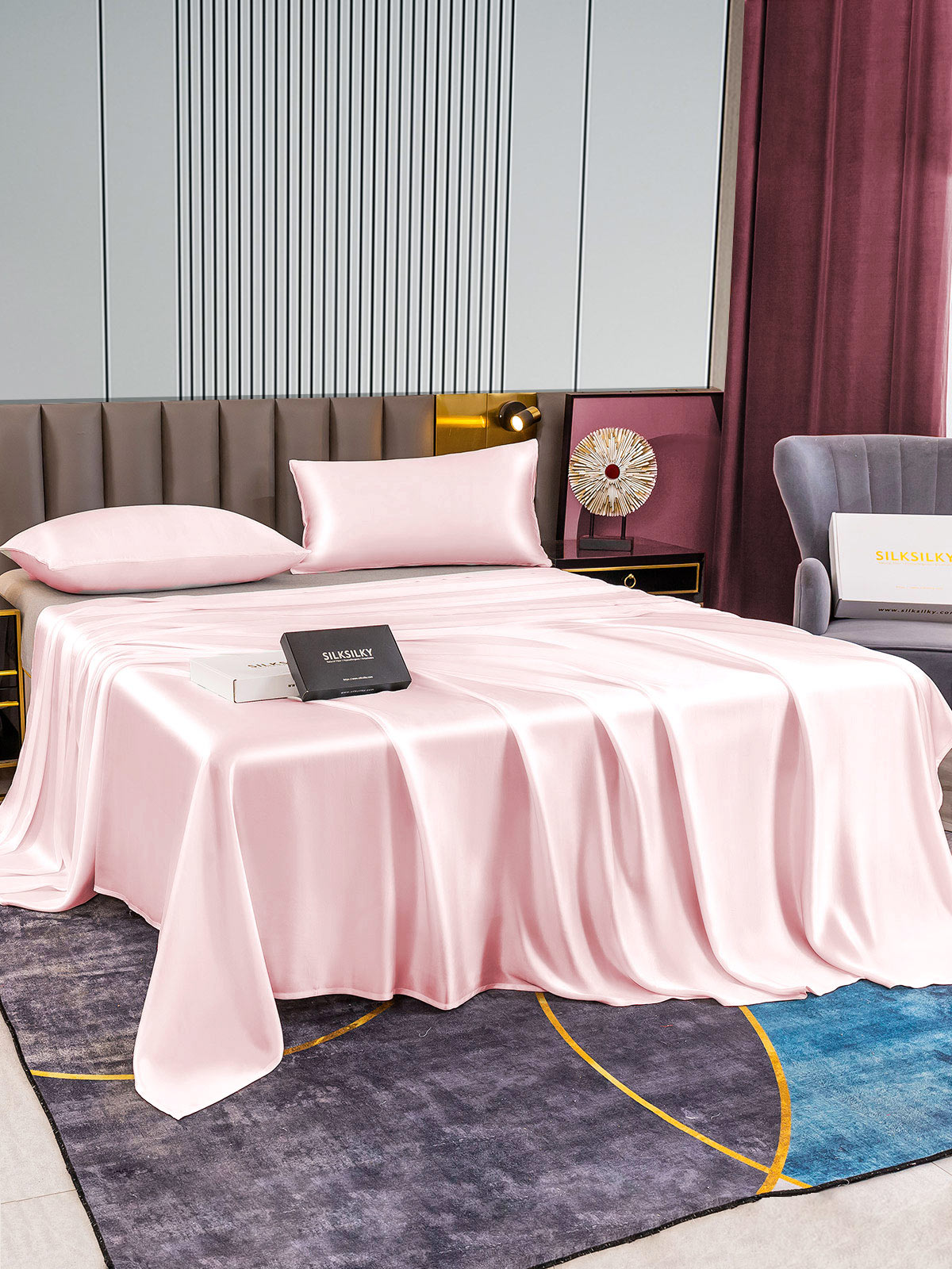 [Pink] SilkSilky-AU 22Momme Pure Silk Bedding Set 003
