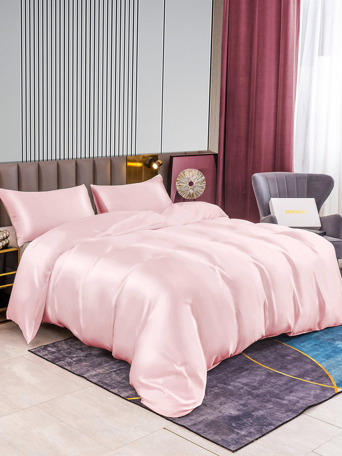 [Pink] SilkSilky-AU 22Momme Pure Silk Bedding Set 003