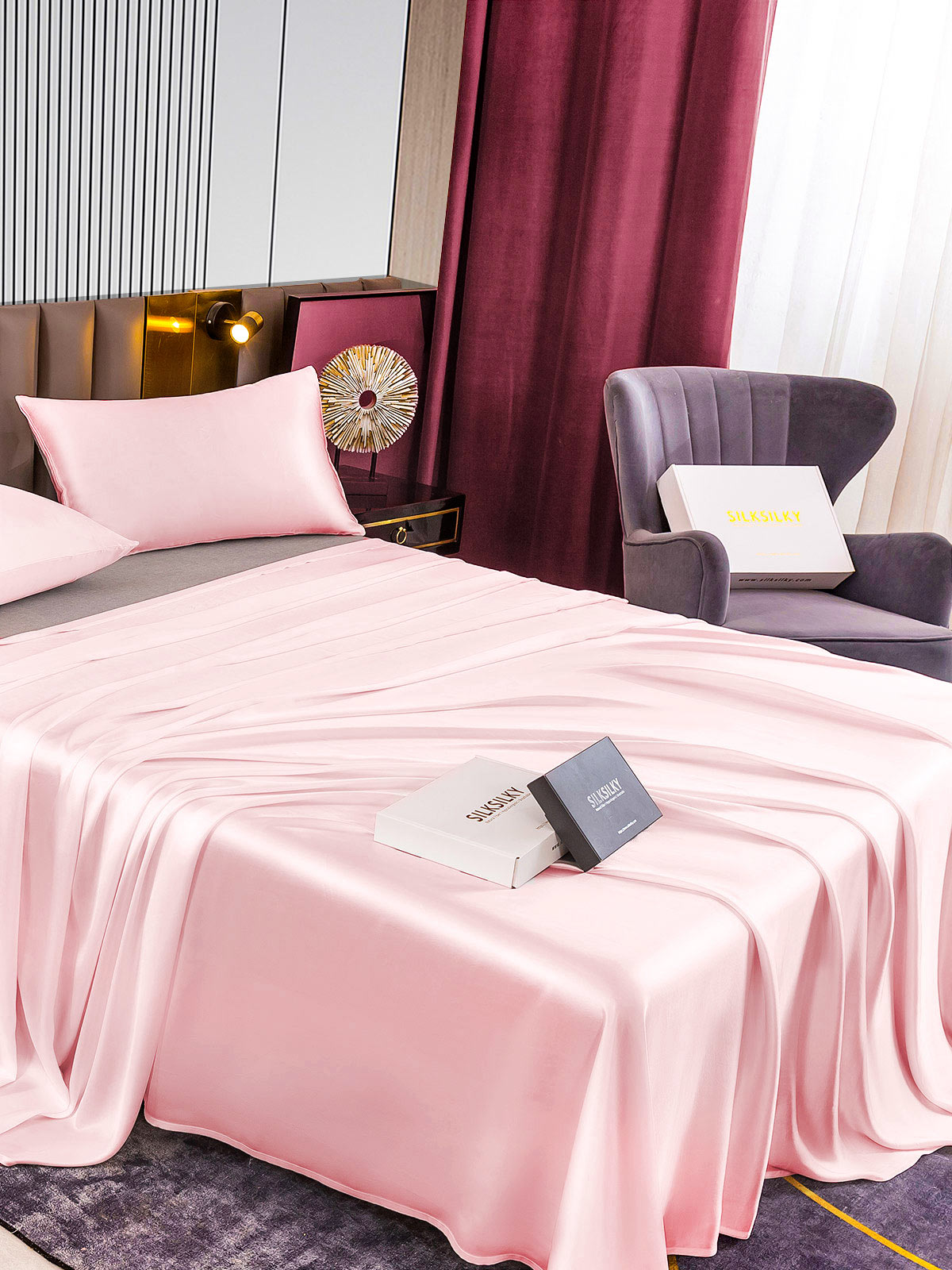 [Pink] SilkSilky-AU 22Momme Pure Silk Bedding Set 004