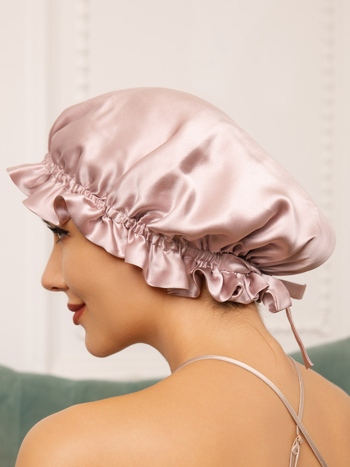 [Pink] SilkSilky-AU Pure Silk Sleep Cap 001