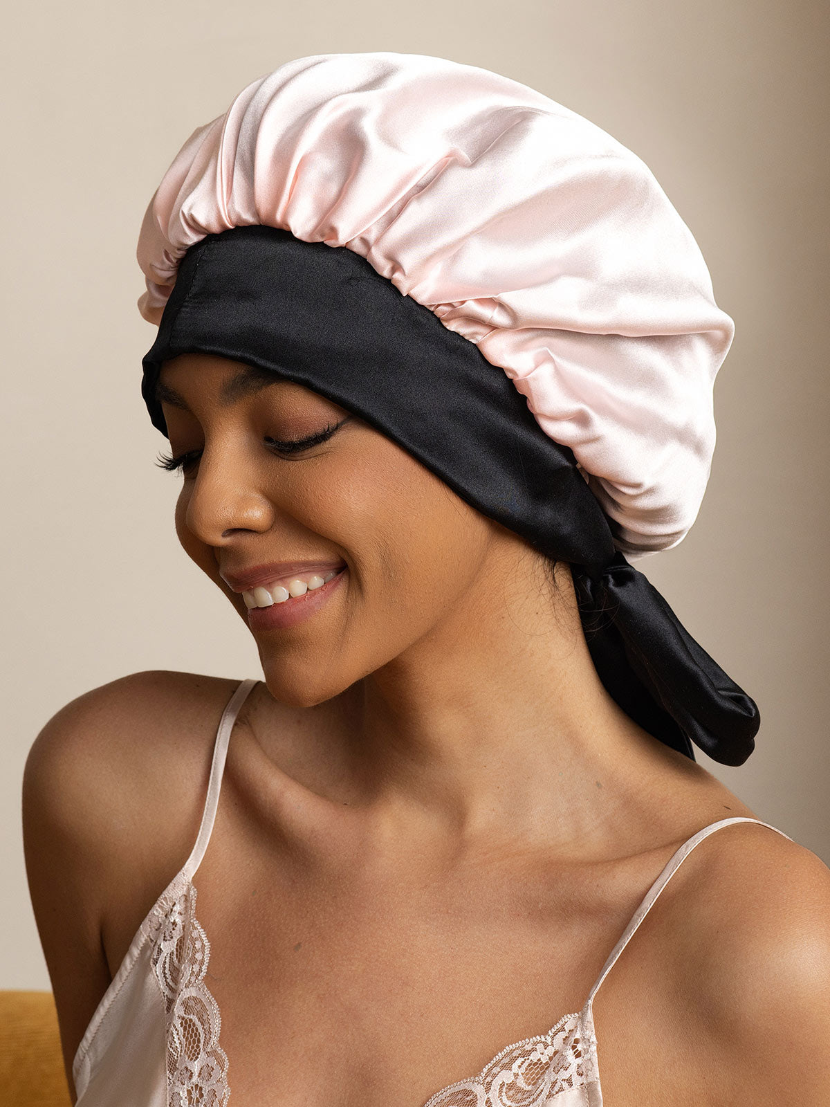 [Pink] SilkSilky-AU Pure Silk Sleep Cap 001