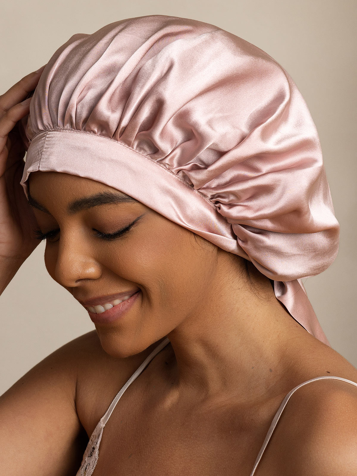 [Pink] SilkSilky-AU Pure Silk Sleep Cap 004
