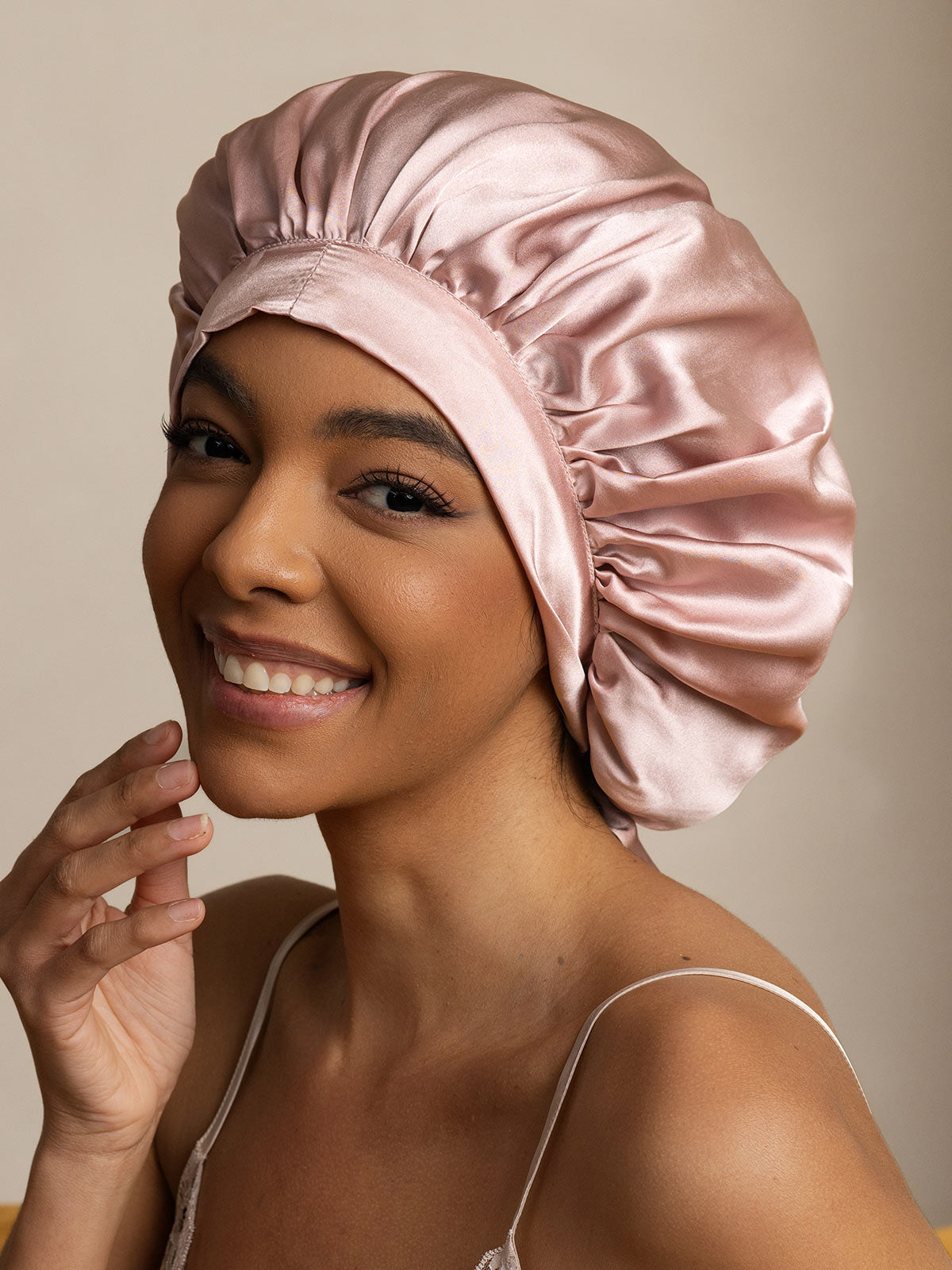 [Pink] SilkSilky-AU Pure Silk Sleep Cap 005